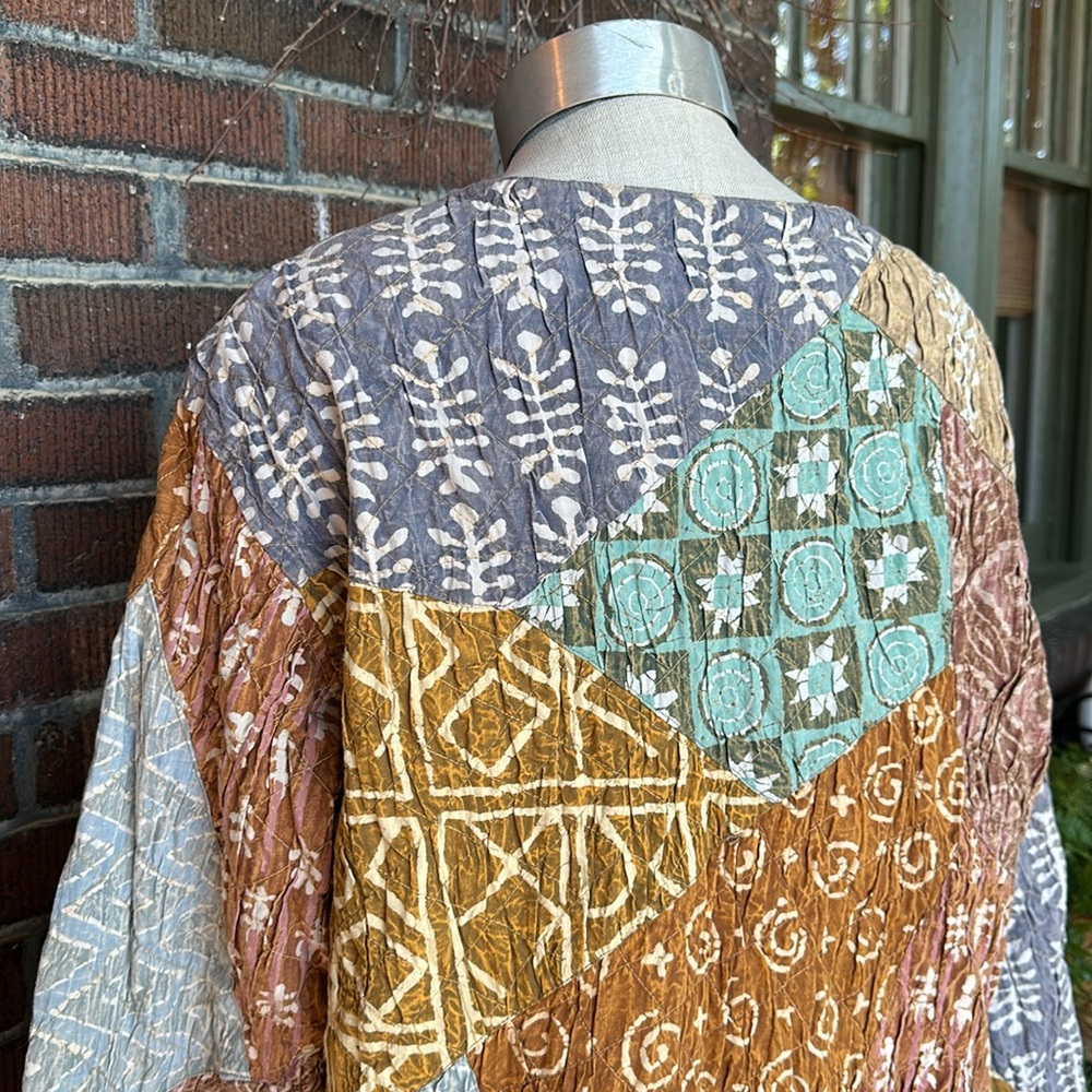 Sacred Threads Quilted Patchwork Boho Jacket/Blue… - image 6